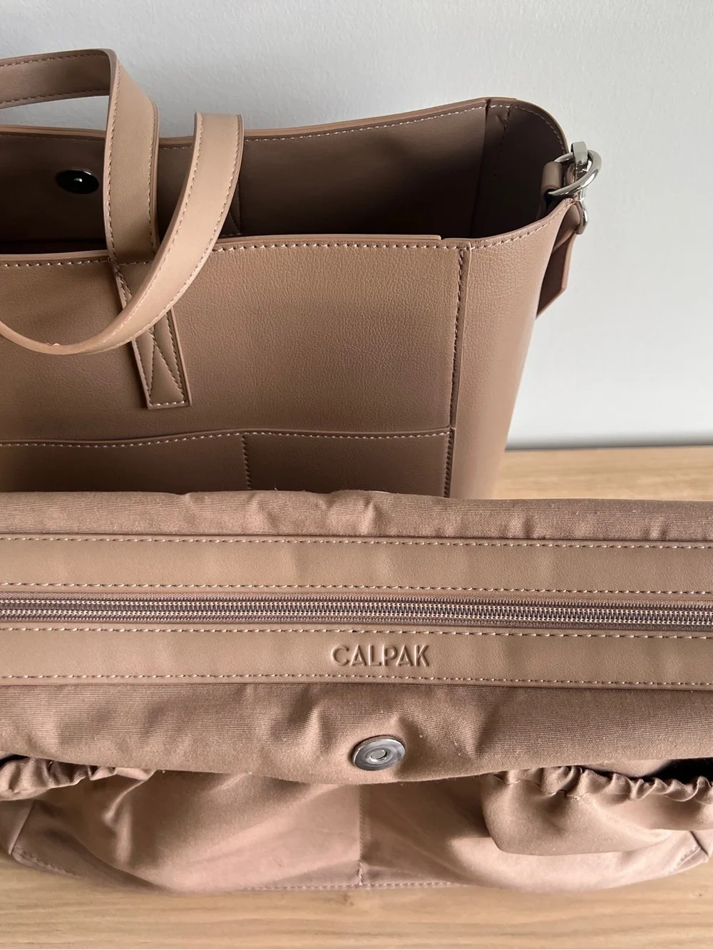 CALPAK Haven 16" Laptop Work Travel Tote Bag in Taupe - Picture 14 of 16